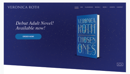 Landing page of author Veronica Roth's website