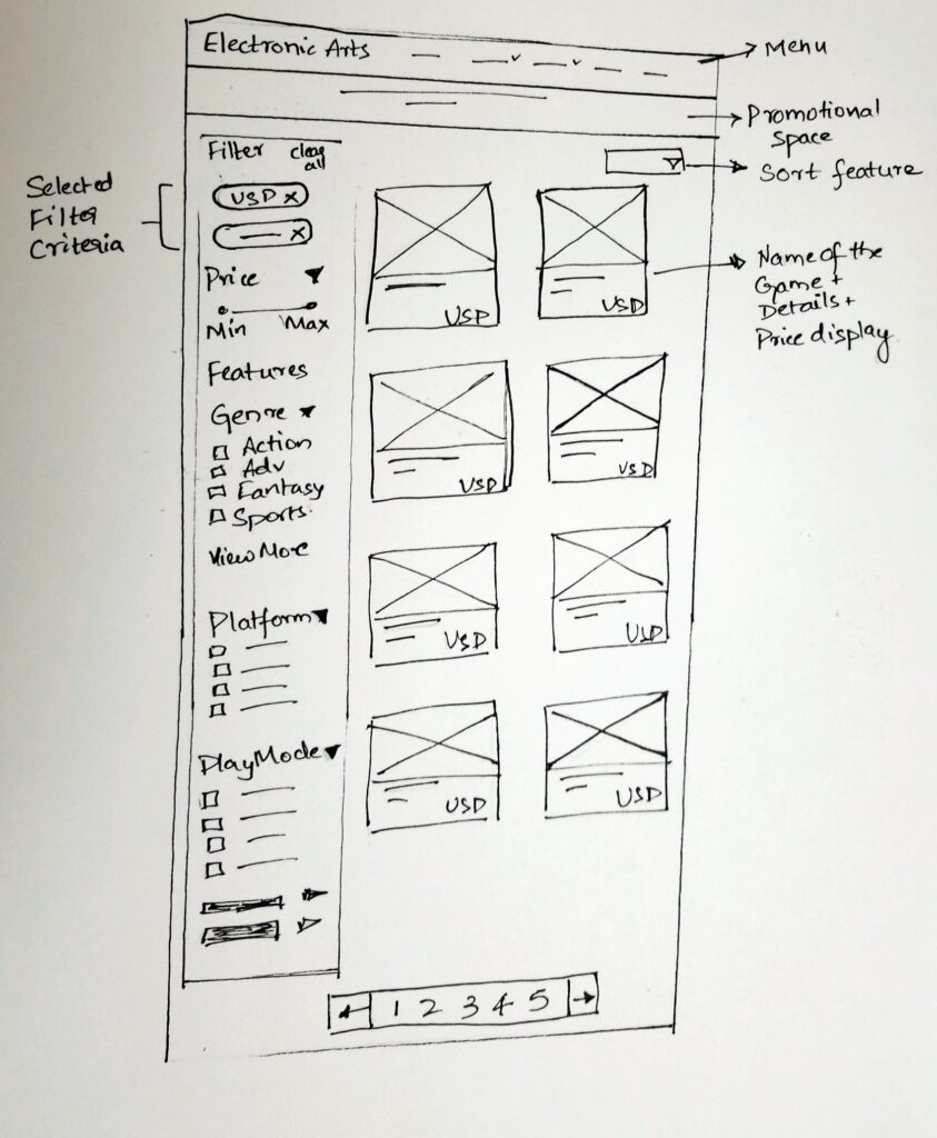 Paper Prototype for Filter Criteria